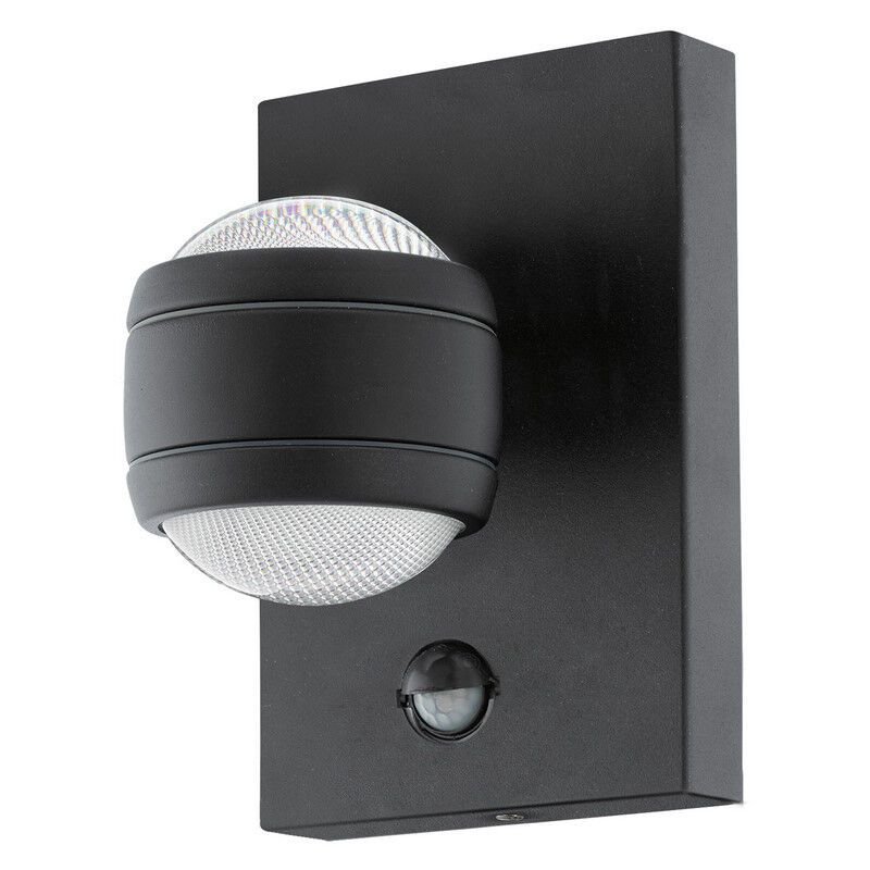 Candeeiro de parede exterior com sensor de movimento preto de plástico, Bastien, IP44