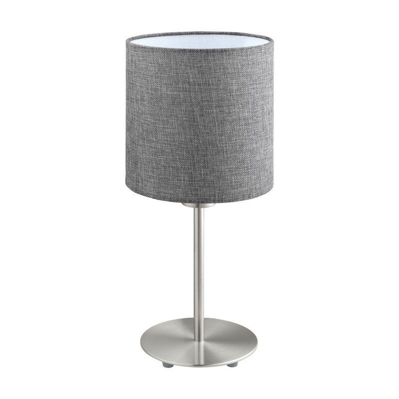 Candeeiro de mesa cinzento de tecido, Abano, com interruptor Candeeiro de mesa cinzento de tecido, Abano, com interruptor
