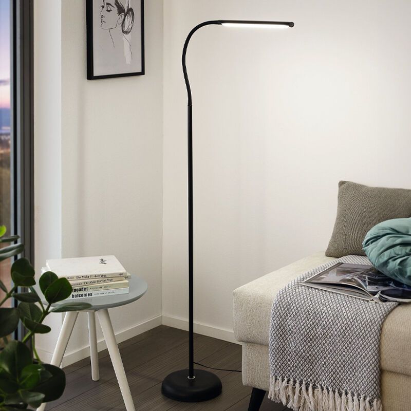 Candeeiro de pé preto de plástico, Brennan, 5W, LED 4000K, com dimmer tátil