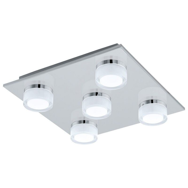 Candeeiro de teto cromo de plástico, Busra, 7W, LED 3000K, IP44 Candeeiro de teto cromo de plástico, Busra, 7W, LED 3000K, IP44