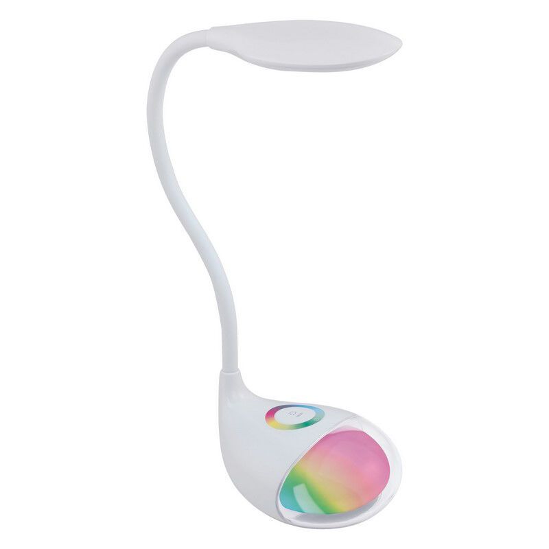 Candeeiro de secretaria branco de plástico, Chana, 2W, LED RGBW, com dimmer tátil