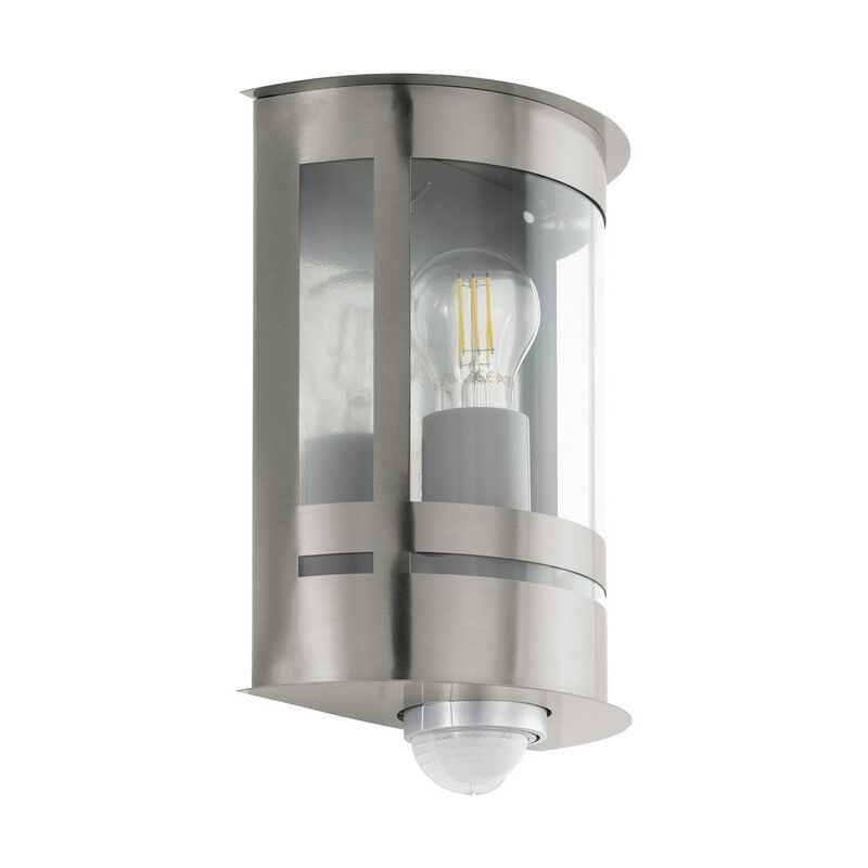 Candeeiro de parede exterior com sensor de movimento prateado de metal, Jeremy, IP44