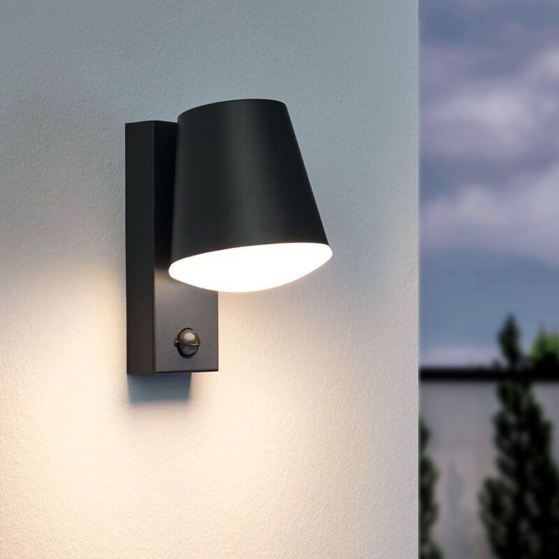 Candeeiro de parede exterior com sensor de movimento antracite de metal, Aiden, IP44