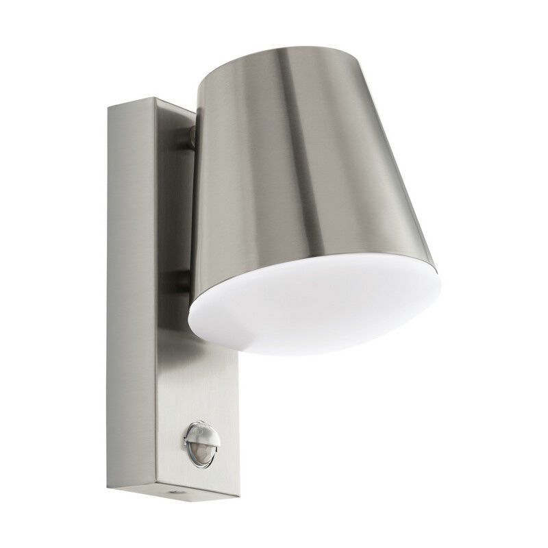 Candeeiro de parede exterior com sensor de movimento prateado de aço inoxidável, Aiden, IP44