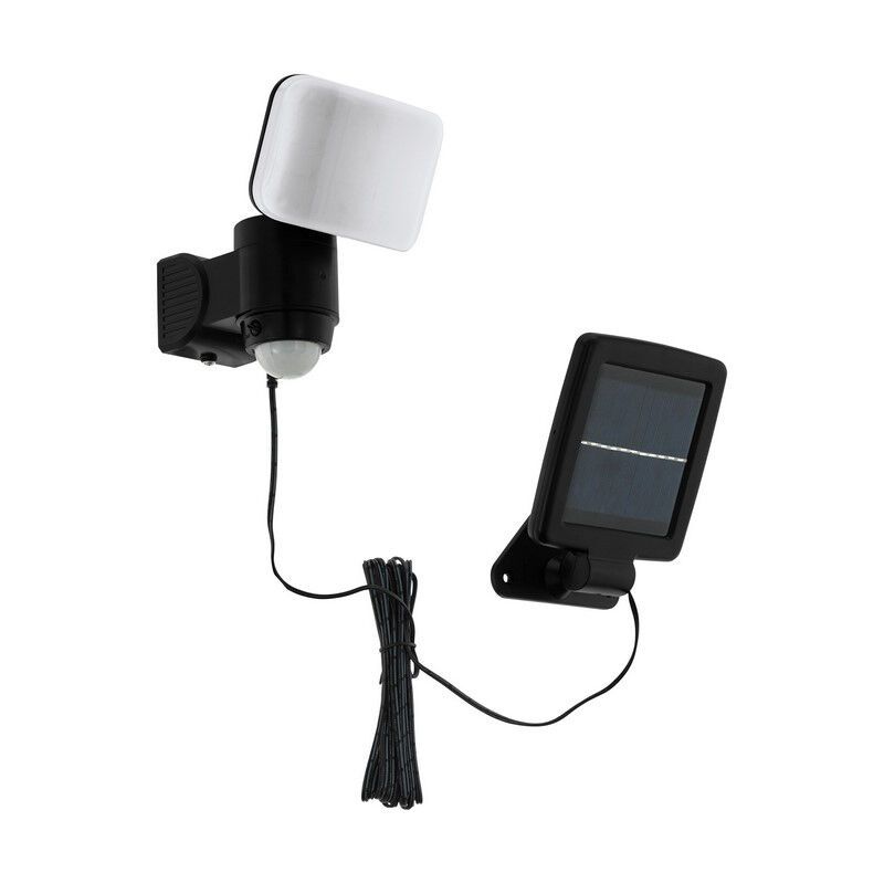 Candeeiro de parede exterior solar preto de plástico, Frits, 5W, LED 6500K, IP44