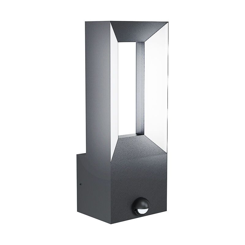 Candeeiro de parede exterior com sensor de movimento preto de alumínio, Larisa, 5W, LED 3000K, IP44