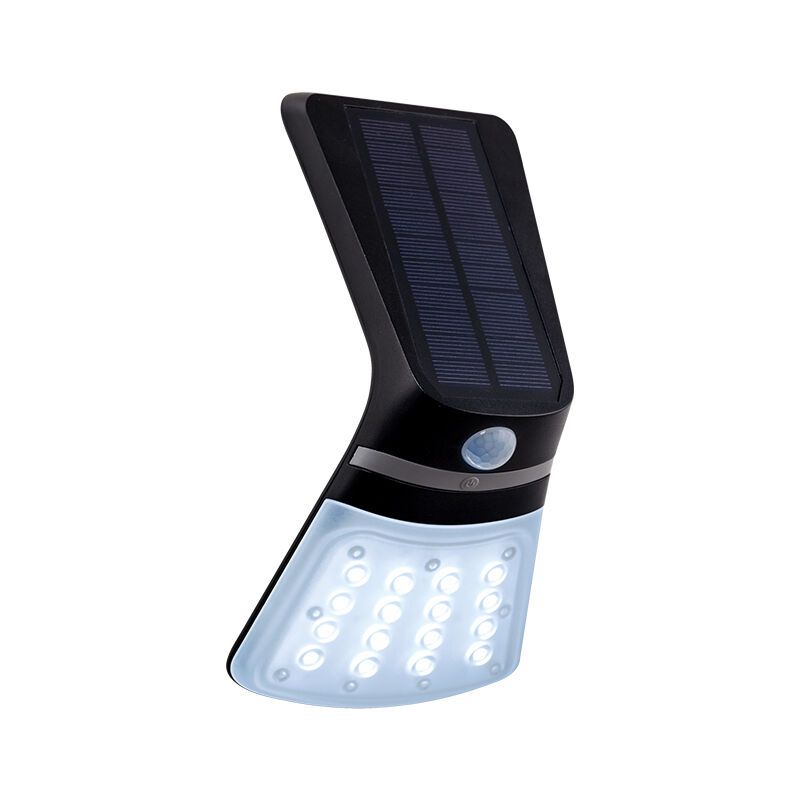 Candeeiro de parede exterior com sensor de movimento preto de plástico, Lydie, 2W, LED ajustável de branco quente a branco frio, IP44