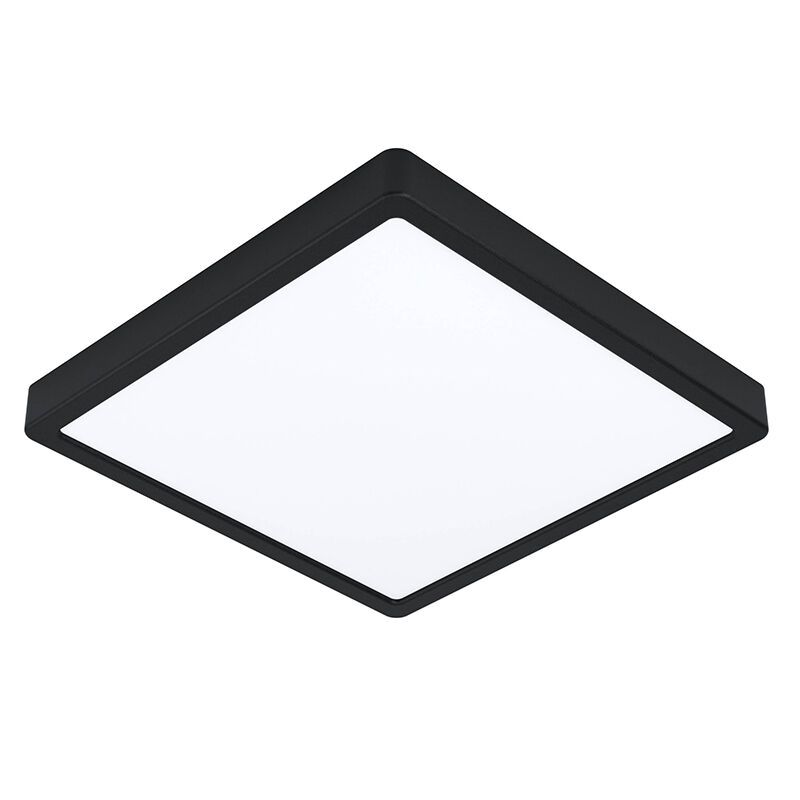 Candeeiro de teto inteligente preto de plástico, Geraldo, 19,5W, LED ajustável de branco quente a branco frio, IP44
