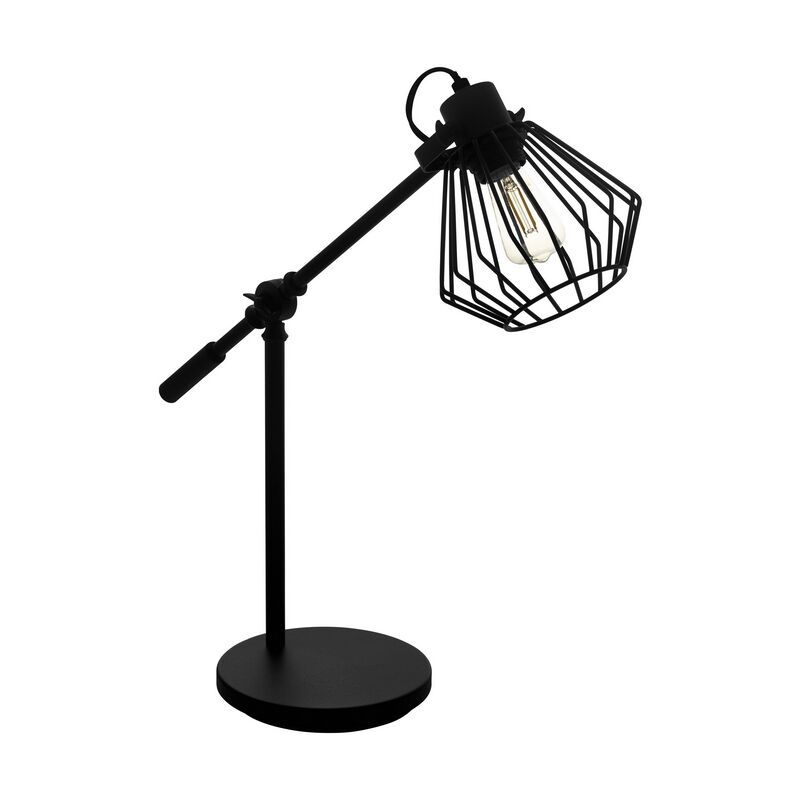 Candeeiro de mesa preto de aço, Valentijn, com interruptor