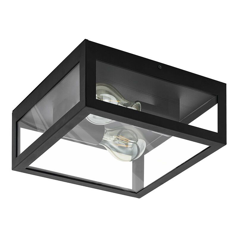 Candeeiro de teto para casa de banho preto de vidro, Amadou, IP44