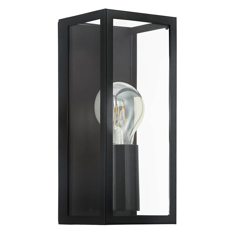 Candeeiro de parede para casa de banho preto de vidro, Amadou, IP44