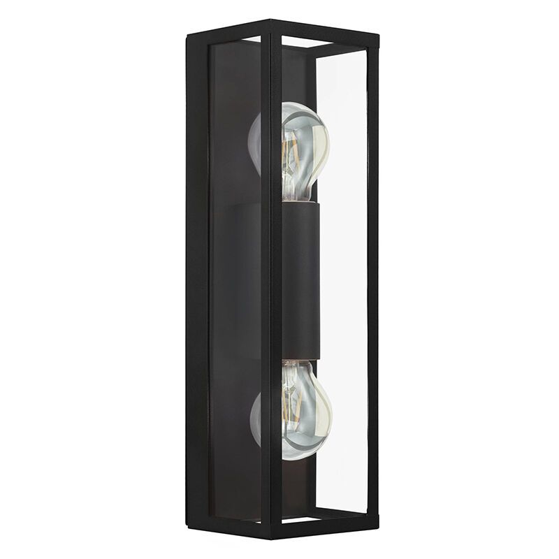 Candeeiro de parede para casa de banho preto de vidro, Amadou, IP44 Candeeiro de parede para casa de banho preto de vidro, Amadou, IP44