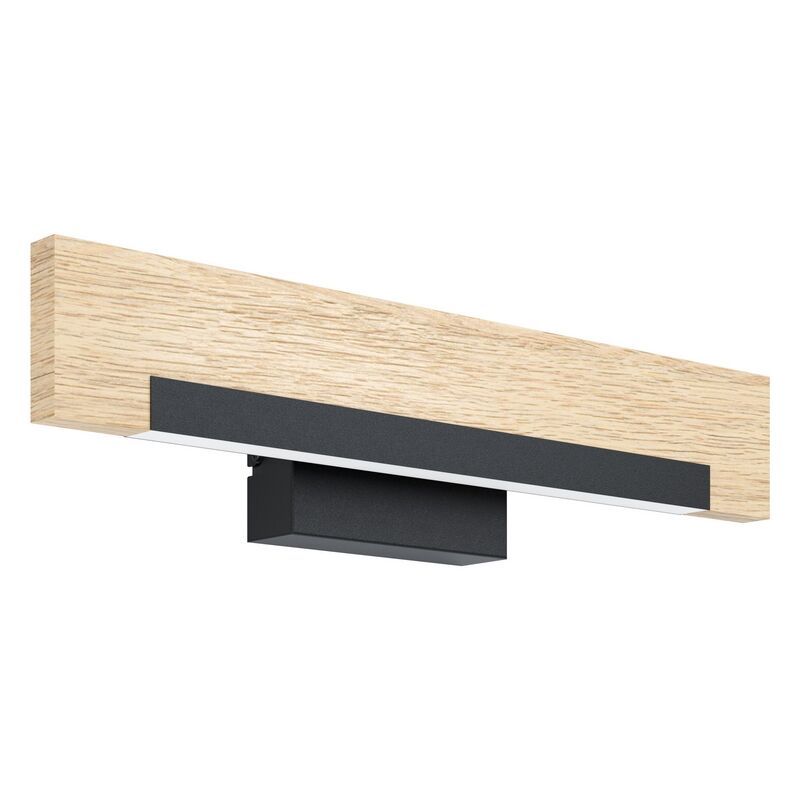Aplique de parede preto de madeira, Ludovica, 9W, LED 3000K