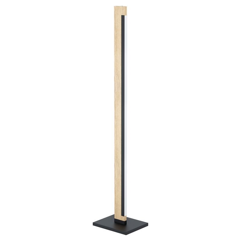 Candeeiro de pé preto de madeira, Ludovica, 22W, LED 3000K, com interruptor