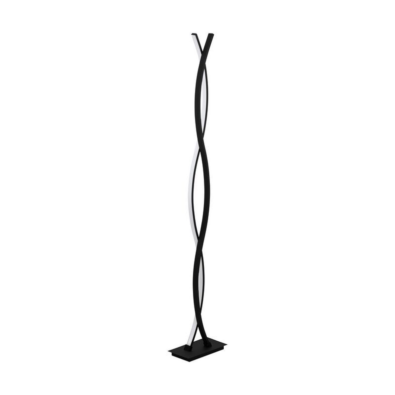 Candeeiro de pé preto de alumínio, Arantxa, 32W, LED 3000K, com interruptor Candeeiro de pé preto de alumínio, Arantxa, 32W, LED 3000K, com interruptor