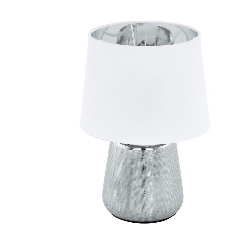 Candeeiro de mesa de cerâmica prateado, Elvin, com interruptor