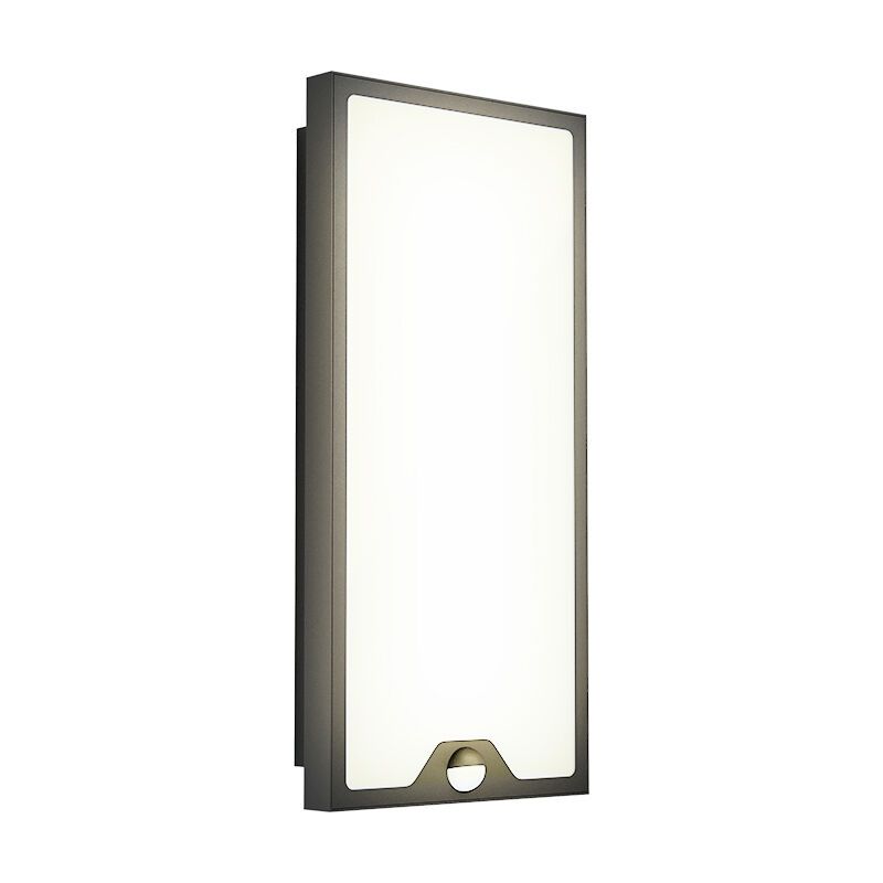 Candeeiro de parede exterior com sensor de movimento preto de aço, Lydian, 16W, LED 3000K, IP44