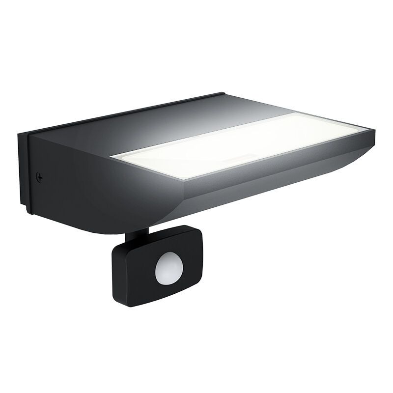 Candeeiro de parede exterior com sensor de movimento preto de alumínio, Samuel, 10,5W, LED 3000K, IP44