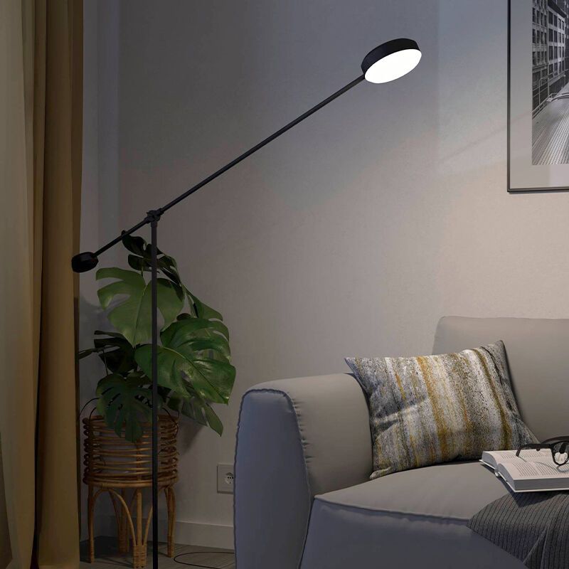 Candeeiro de leitura de pé preto de alumínio, Thies, 24W, LED 3000K, regulável em 3 níveis