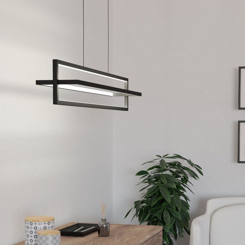 Candeeiro suspenso preto de alumínio, Lianne, 34W, LED ajustável de branco quente a branco frio, regulável em 3 níveis