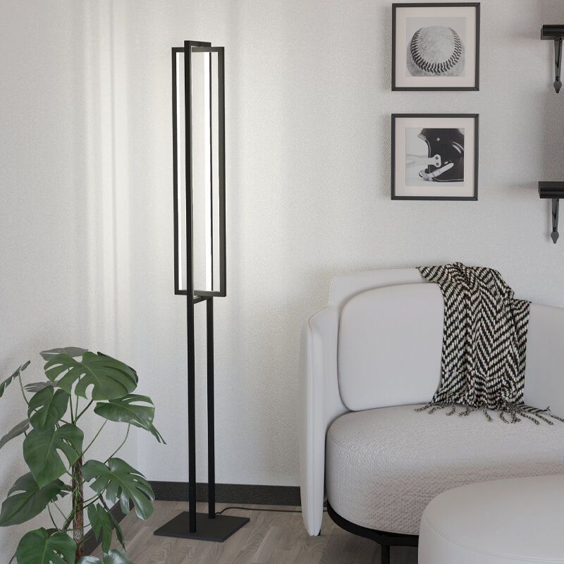 Candeeiro de pé preto de alumínio, Lianne, 34W, LED ajustável de branco quente a branco frio, regulável em 3 níveis