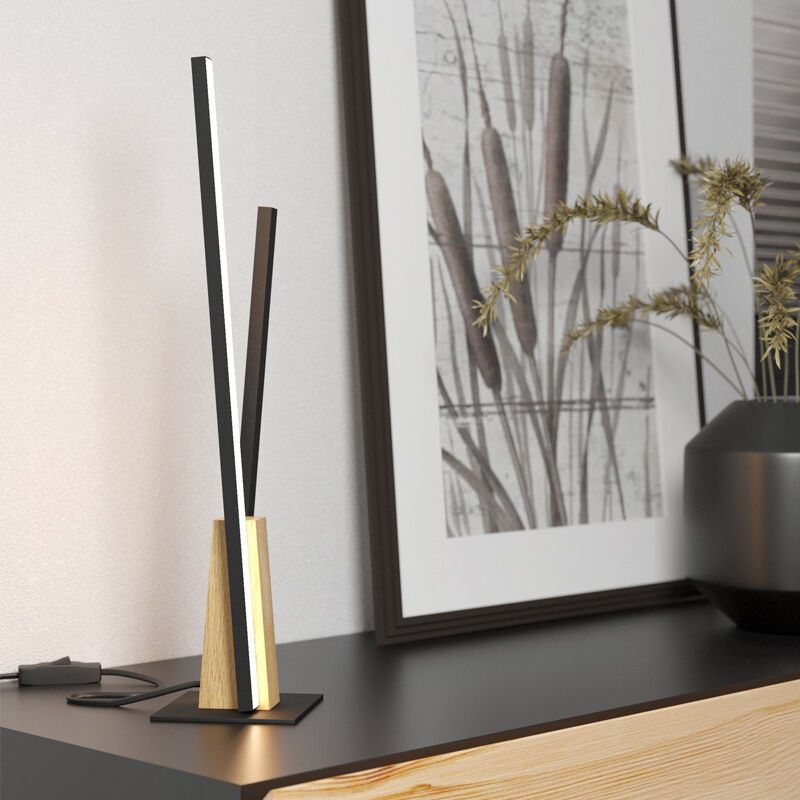 Candeeiro de mesa preto de alumínio, Leintje, 6,8W, LED 3000K, com interruptor