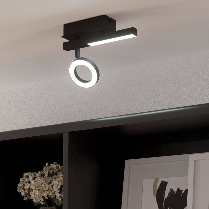 Foco de teto preto de alumínio, Madelinde, 3,2W, LED 3000K Foco de teto preto de alumínio, Madelinde, 3,2W, LED 3000K