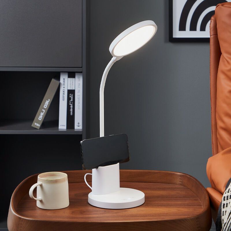 Candeeiro de mesa branco de plástico, Vinnie, 2,1W, LED ajustável de branco quente a branco frio, regulável em 3 níveis
