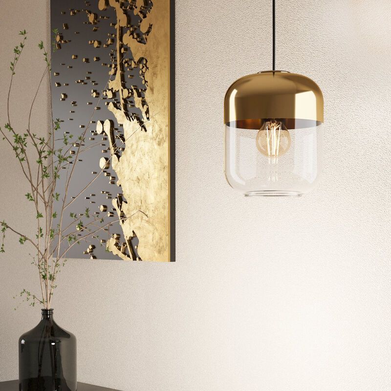 Candeeiro suspenso dourado de vidro, Jeanny
