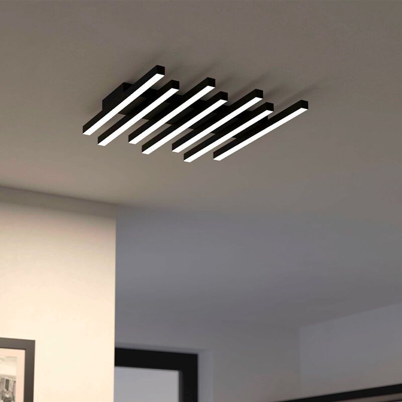 Plafon preto de alumínio, Iona, 25,6W, LED ajustável de branco quente a branco frio, regulável em 3 níveis