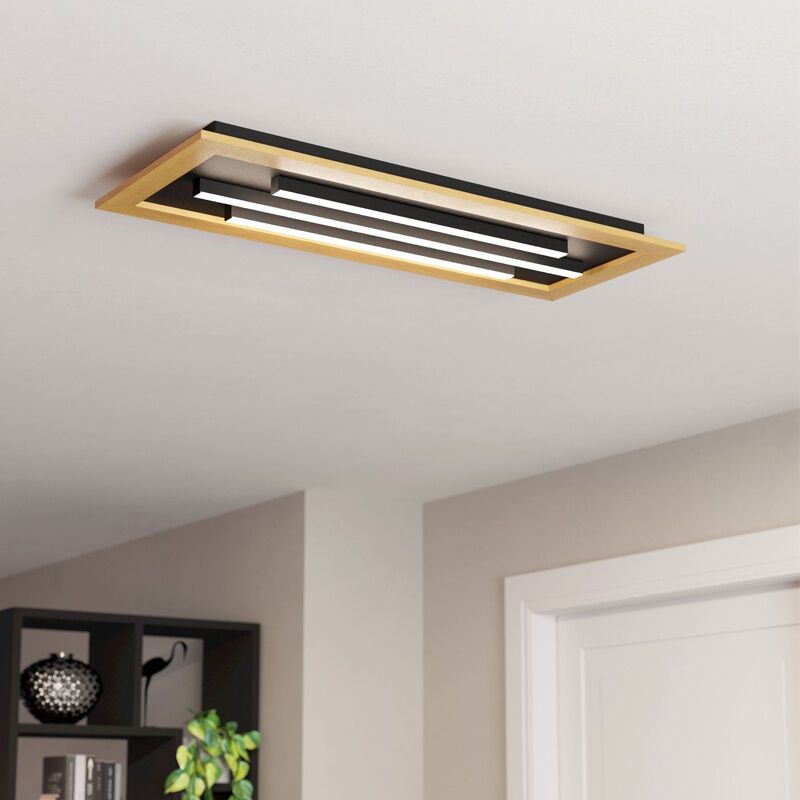Plafon madeira de alumínio, Kyllian, 9W, LED ajustável de branco quente a branco frio, regulável em 3 níveis Plafon madeira de alumínio, Kyllian, 9W, LED ajustável de branco quente a branco frio, regulável em 3 níveis