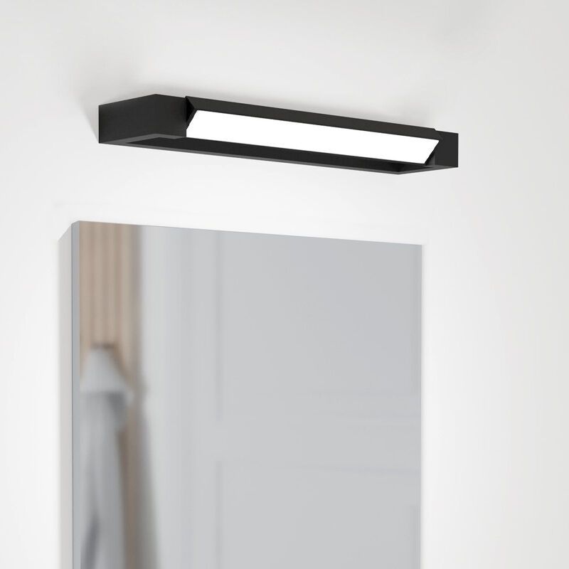 Iluminação para espelho preta de alumínio, Shukri, 8,9W, LED 4000K, IP44
