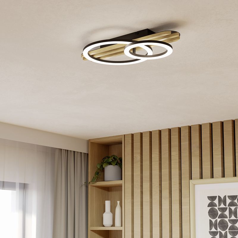 Candeeiro de teto preto de plástico, Cembrano, 15W, LED 3000K