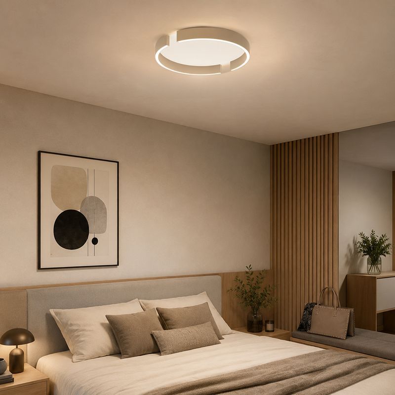 Plafon bege de alumínio, Copertino, 23W, LED white switch, regulável em 3 níveis