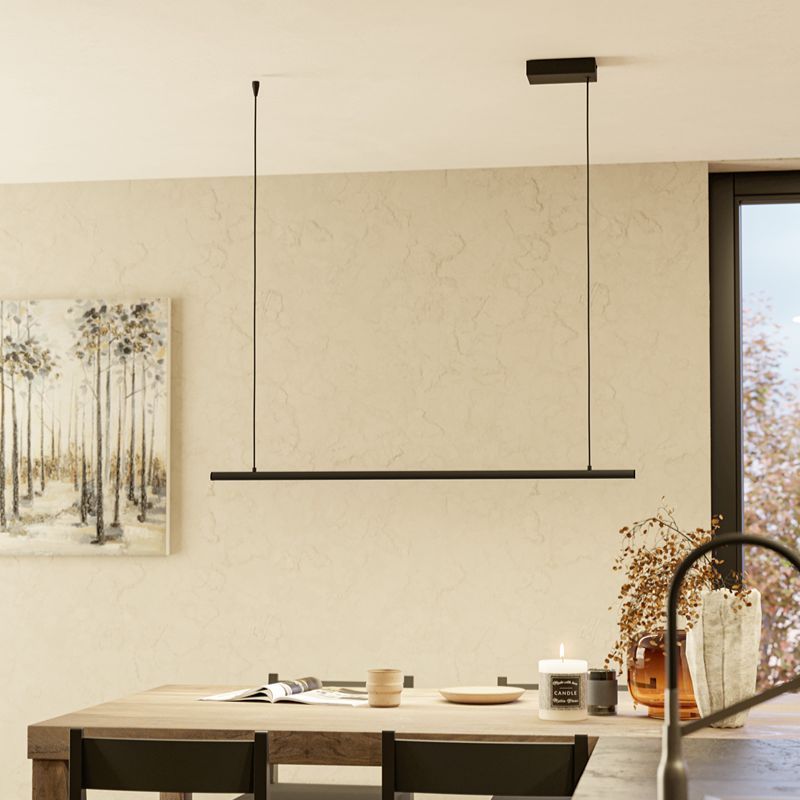 Candeeiro suspenso preto de alumínio, Flatron, 20W, LED RGBW, com comando à distância