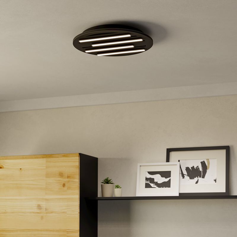 Plafon preto de alumínio, Pitrignani, 5W, LED RGBW, com comando à distância