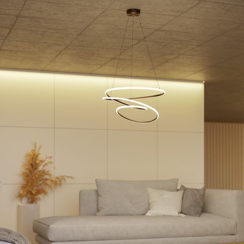 Candeeiro suspenso bronze de alumínio, Racale, 27W, LED white switch