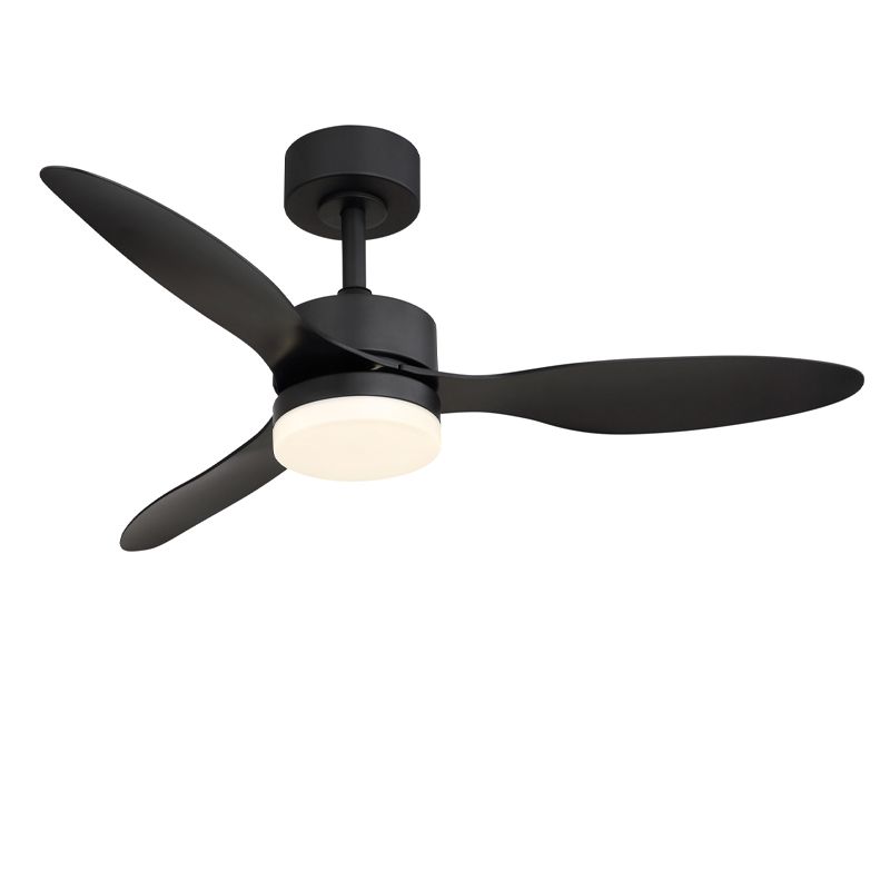 Ventilador de teto moderno preto em metal, Herre, 20W, LED branco ajustável de quente a frio, com controle remoto.