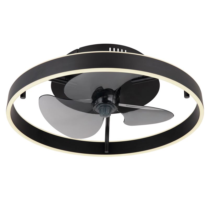 Ventilador de teto moderno preto em plástico, Joos, 40W, LED branco ajustável de quente a frio, com controle remoto. Ventilador de teto moderno preto em plástico, Joos, 40W, LED branco ajustável de quente a frio, com controle remoto.