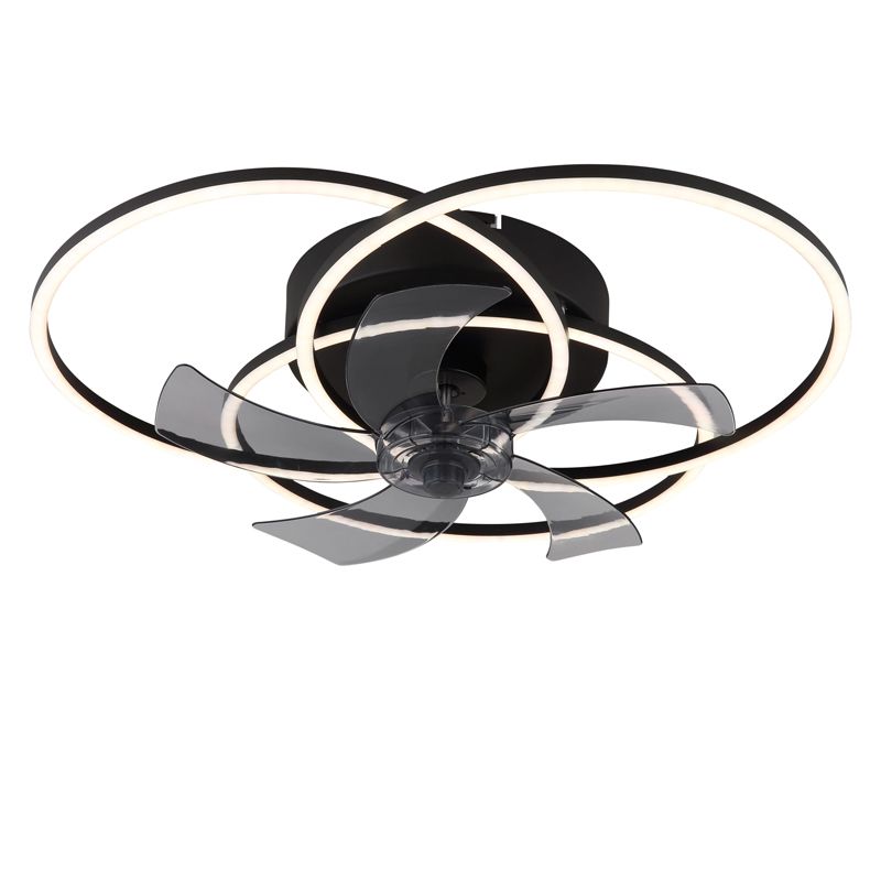 Ventilador de teto Kamiel, design preto em alumínio, 40W, LED branco ajustável (de quente a frio), com controle remoto. Ventilador de teto Kamiel, design preto em alumínio, 40W, LED branco ajustável (de quente a frio), com controle remoto.