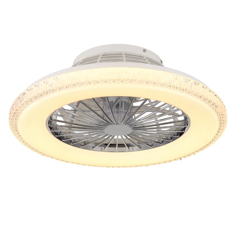 Ventilador de teto cromado em plástico, Lammechien, 40W, LED branco ajustável de quente a frio, com controle remoto.
