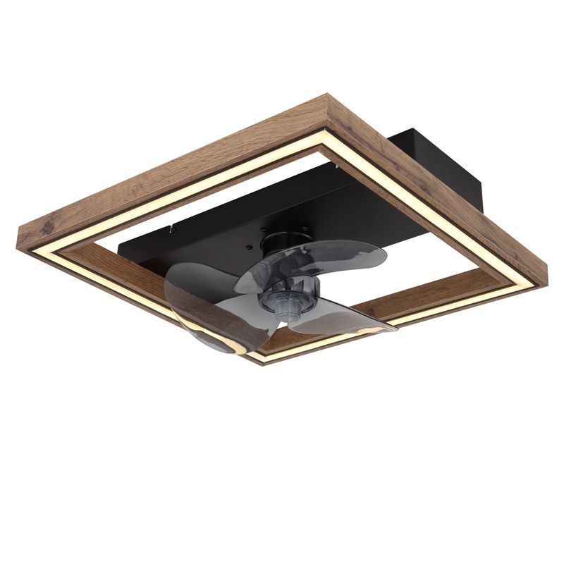 Ventilador de teto moderno marrom, de plástico, Lamyea, 24W, LED branco ajustável de quente a frio, com controle remoto.