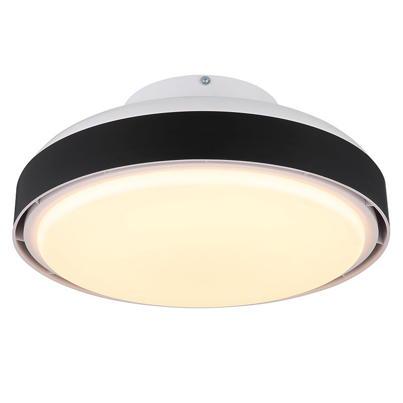 Ventilador de teto moderno preto em plástico, Madhavi, 40W, LED branco ajustável de quente a frio, com controle remoto.
