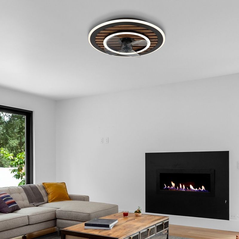 Ventilador de teto preto metálico, Maha, 36W, LED branco ajustável (de quente a frio), com controle remoto.