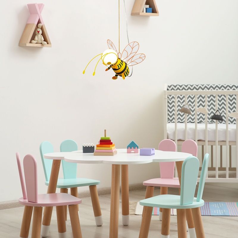 Candeeiro suspenso quarto infantil amarelo de plástico, Buzzy