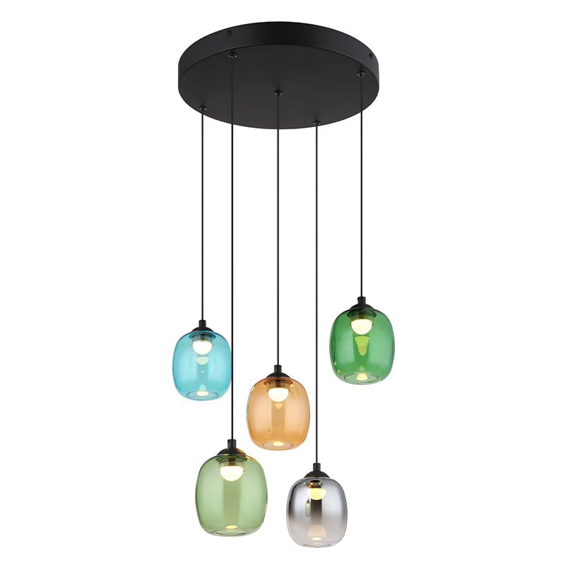Candeeiro suspenso multicolorido de vidro, Karsten, 27W, LED 3000K, regulável em 3 níveis