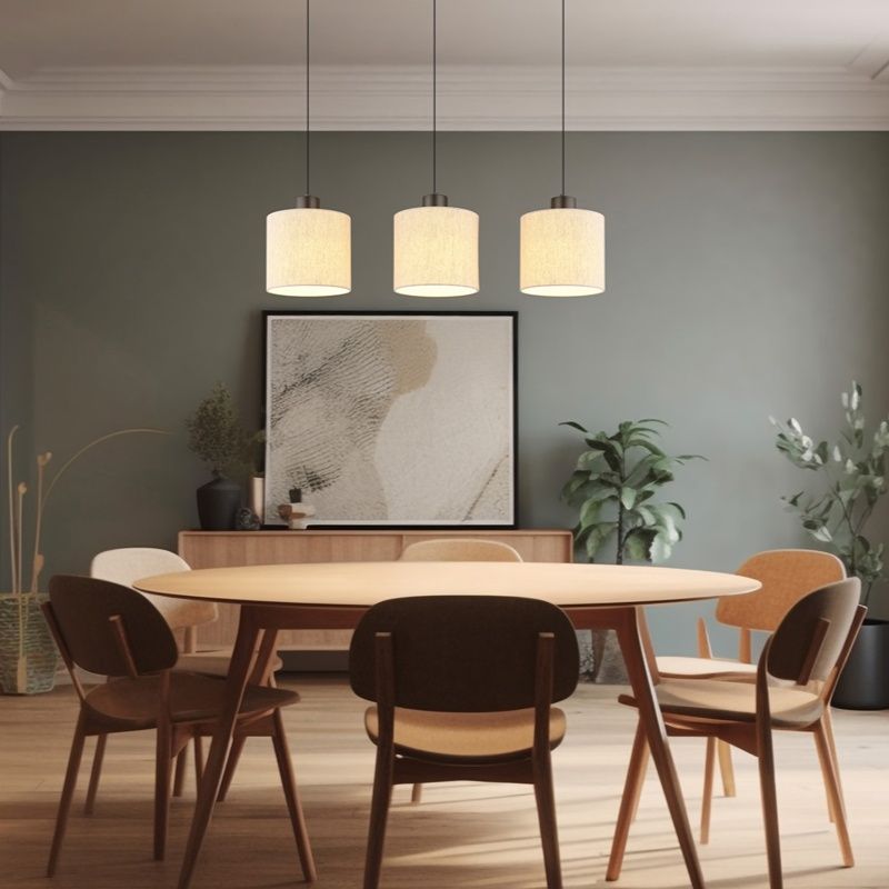 Candeeiro suspenso creme de tecido, Thieu, 24W, LED 3000K Candeeiro suspenso creme de tecido, Thieu, 24W, LED 3000K