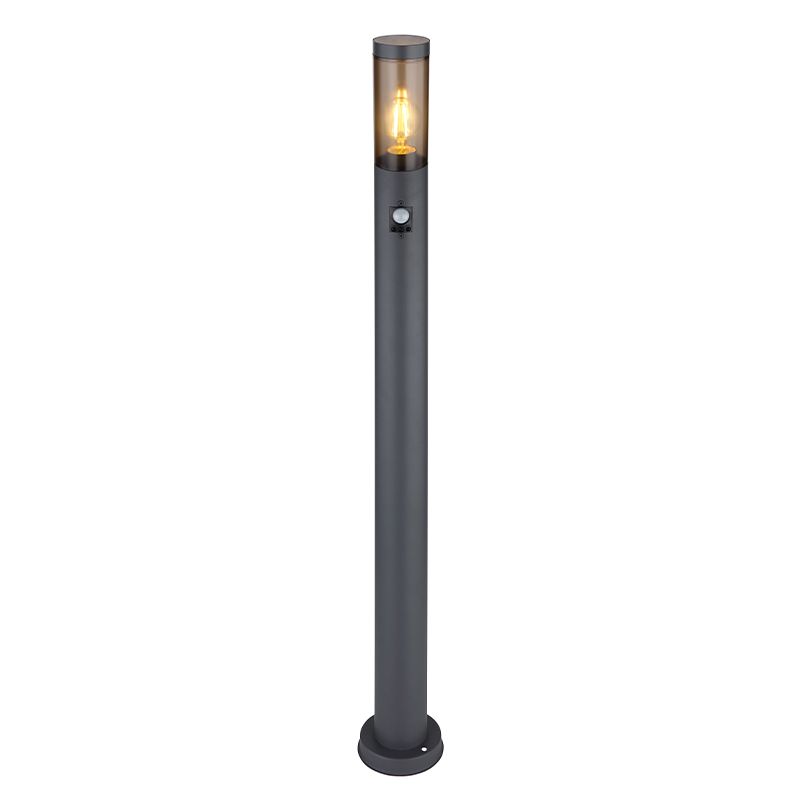 Candeeiro de pé exterior com sensor de movimento preto de aço inoxidável, Ishara, IP44