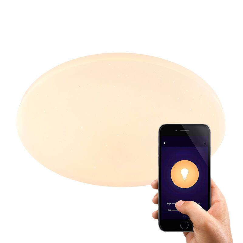 Candeeiro de teto inteligente branco de metal, Helena, 30W, LED ajustável de branco quente a branco frio Candeeiro de teto inteligente branco de metal, Helena, 30W, LED ajustável de branco quente a branco frio