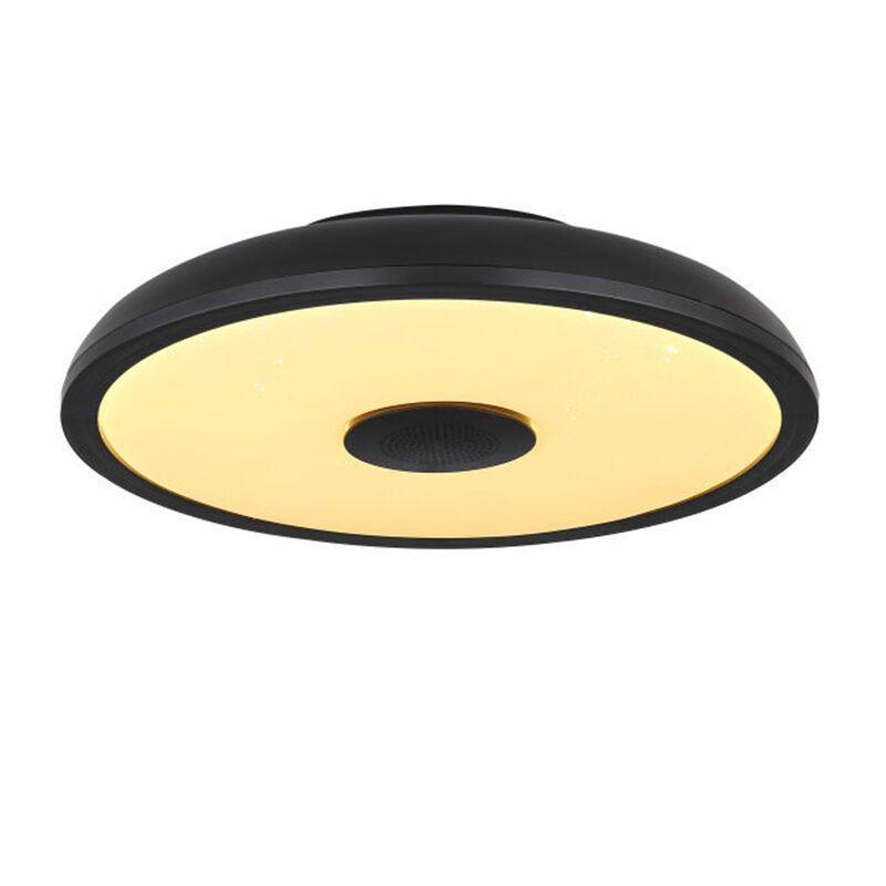 Plafon preto de plástico, Musica, 18W, LED RGBW, IP44, com comando à distância